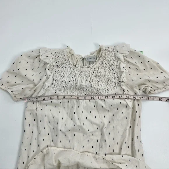 SAYLOR Women's Zella Smocked front Cotton Preppy Minimalist Short Dress XS - Picture 10 of 12